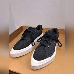 Adidas HYPERSLEEK Black Suede Leather Pointed Toes Platform Sneakers Wms 6 1/2